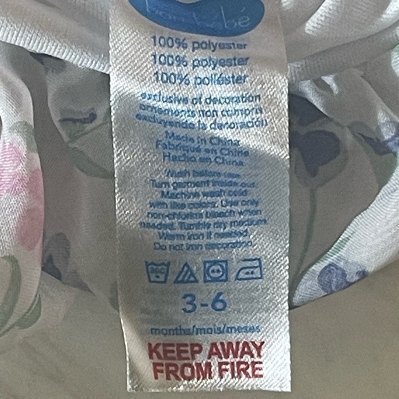 Bon Bébé Baby Girl Romper 3-6M Floral Sleeveless Outfit w/ Pink Flower Accent - Picture 6 of 7